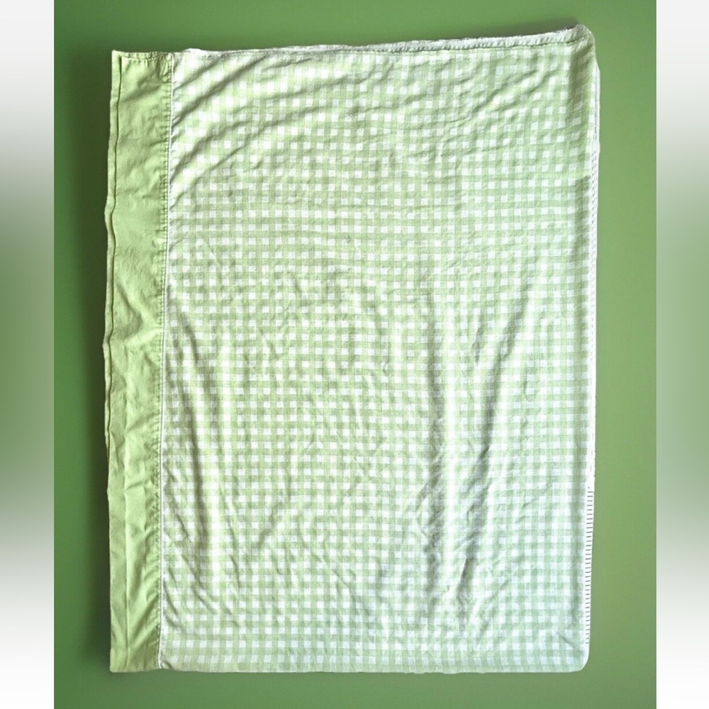 VTG JC Penny Fashion Manor Green/White Gingham Twin Flat Sheet
